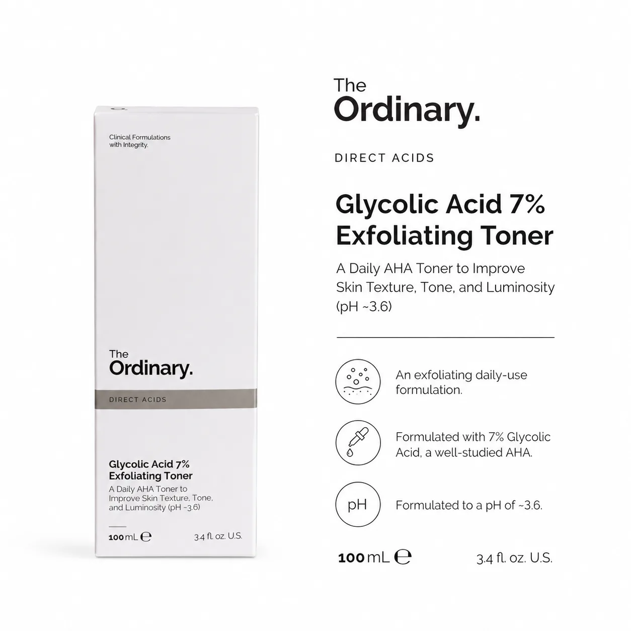 The Ordinary Glycolic Acid 7% Exfoliating Toner 100ml - Image 3