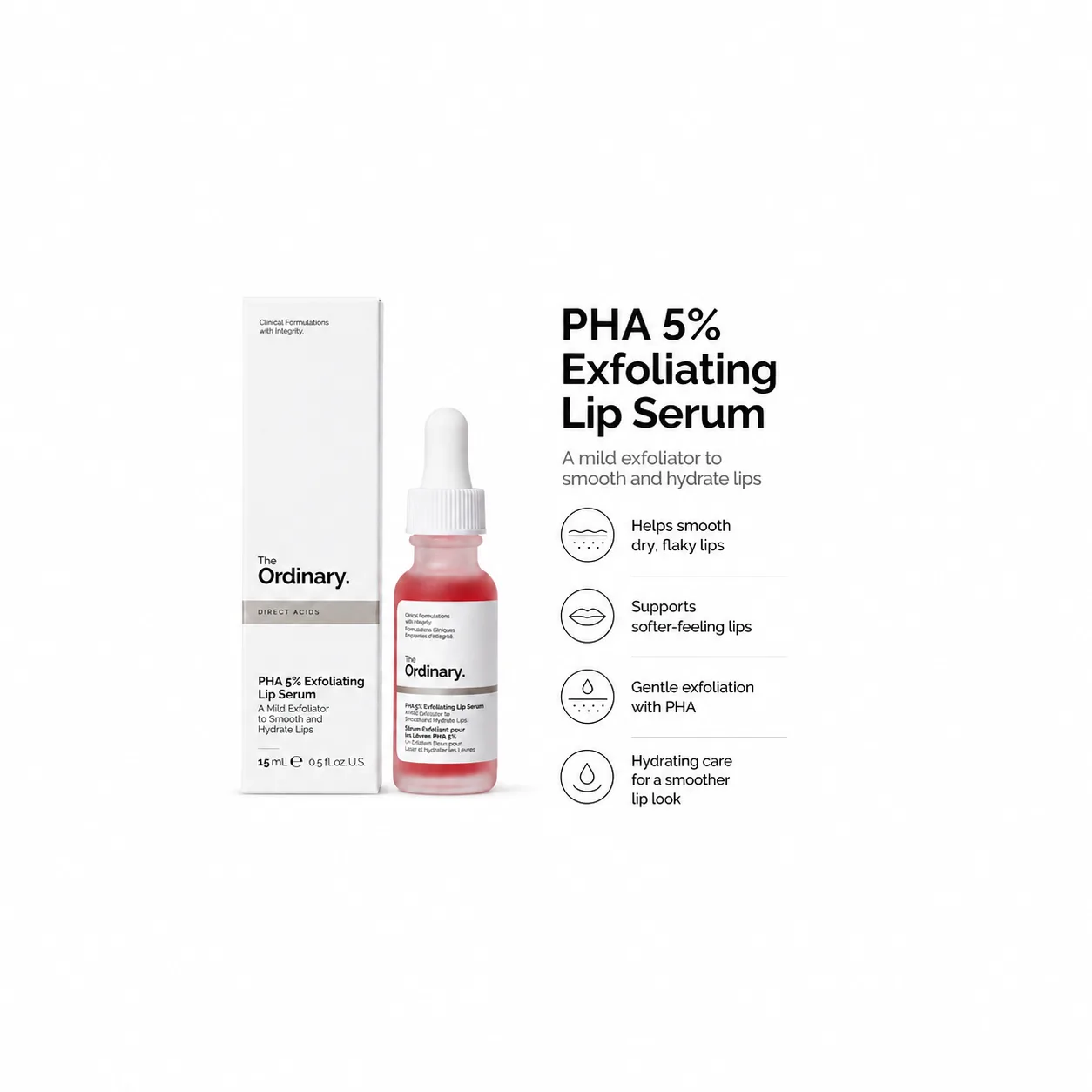 The Ordinary PHA 5% Exfoliating Lip Serum 15ml - Image 3